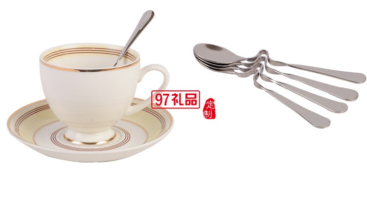 創意三件套線條金邊手工描金歐式骨瓷咖啡杯碟套裝花茶杯可加LOGO