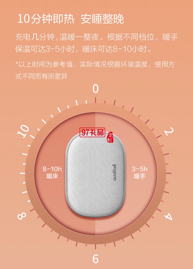 質零智能溫控電熱水袋充電式暖水袋暖寶寶ZS1101定制公司廣告禮品